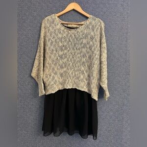 A’reve Chic Knit Sweater with Black Tulle Skirt Detail size S/M #boho #hippie